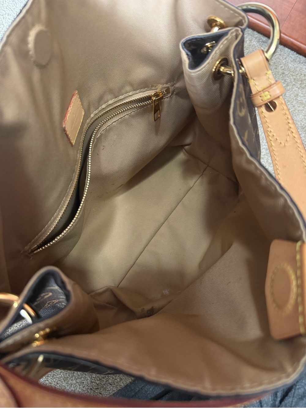 Louis Vuitton Monogram Shoulder Hobo in Brown with Tan Strap and Gold Hardware - Picture 13 of 14